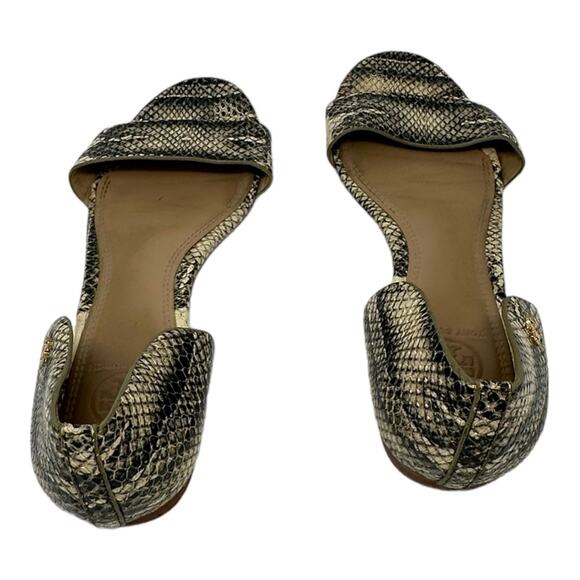 Tory Burch Savannah D'Orsay Snakeskin Print Flat Sandals Size 8.5 - Picture 3 of 11